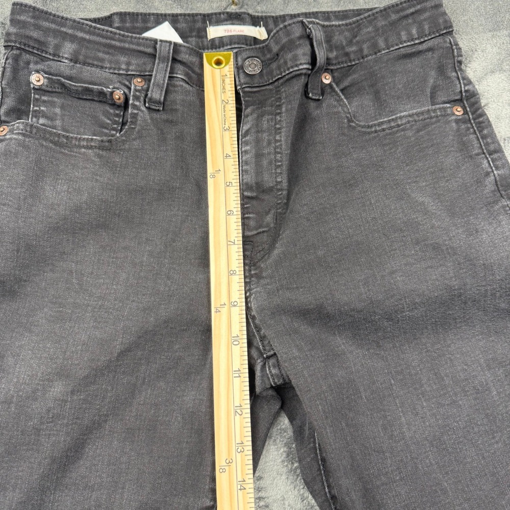Levis 726 Flare Jeans Womens 32 Faded Black High Rise Stretch Denim 18882-0024 - Picture 6 of 11